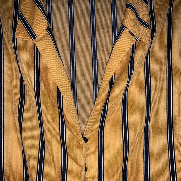 Mustard Stripped Tie Front Blouse - Picture 6 of 7
